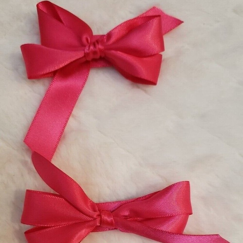Pack of 3 Beautiful Handmade Girls Hair Bow Barrett Pink Silky Small/Medium